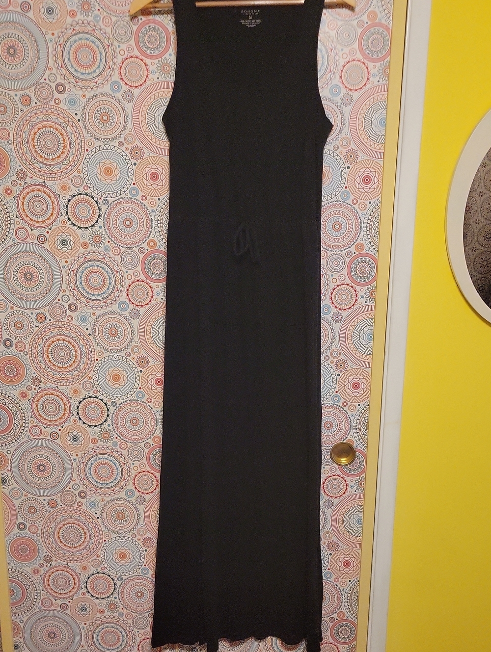 Sonoma Black Sleeveless Maxi Dress with Drawstring